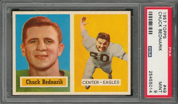 1957 Topps Football #49 Chuck Bednarik – PSA MINT 9